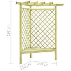 Vidaxl Kotna pergola s klopjo 130x130x197 cm impregnirana borovina