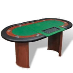 Vidaxl Poker miza za 10 oseb z delivcem in držalom za žetone zelena