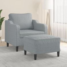 shumee vidaXL Fotelj s stolčkom za noge svetlo siv 60 cm blago