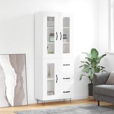 Vidaxl Visoka komoda visok sijaj bela 69,5x34x180 cm inženirski les