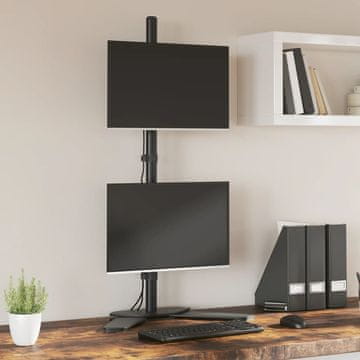 Vidaxl vidaXL Stojalo za dva monitorja, črno, jeklo, VESA 75/100 mm