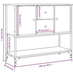 Vidaxl Komoda dimljeni hrast 100x36x85 cm inženirski les