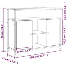 Vidaxl Komoda dimljeni hrast 100x35x80 cm inženirski les