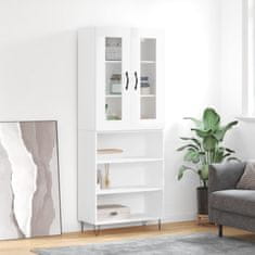 Vidaxl Visoka komoda visok sijaj bela 69,5x34x180 cm inženirski les