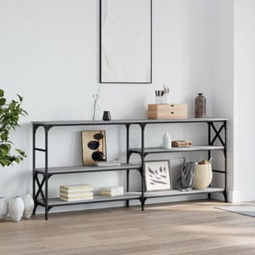 Vidaxl vidaXL Konzolna mizica, siva, hrast sonoma, 180x29x76,5 cm
