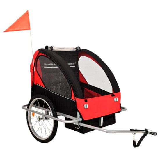 Vidaxl 2-v-1 Otroška kolesarska prikolica in voziček