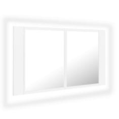 Vidaxl LED kopalniška omarica z ogledalom bela 80x12x45 cm akril