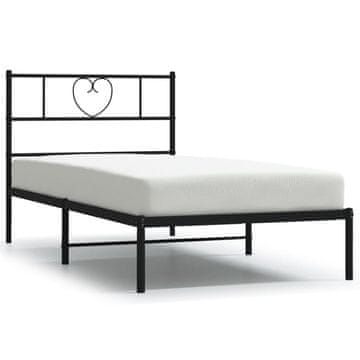 Vidaxl Kovinski posteljni okvir z vzglavjem črn 90x190 cm