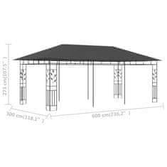 Vidaxl Paviljon z mrežo proti komarjem 6x3x2,73 m antraciten