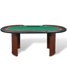 Vidaxl Poker miza za 10 oseb z delivcem in držalom za žetone zelena