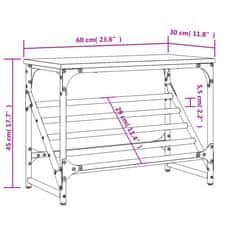 Vidaxl Regal za čevlje siva sonoma 60x30x45 cm inženirski les