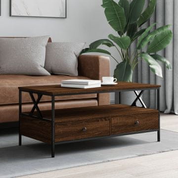 Vidaxl Klubska mizica rjav hrast 100x51x45 cm inženirski les