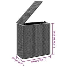 Vidaxl Vrtna škatla za blazine PE ratan 100x49x103,5 cm črna