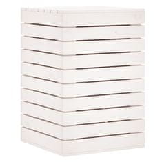 Vidaxl Košara za perilo bela 44x44x66 cm trdna borovina