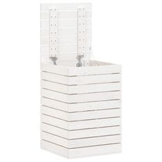Vidaxl Košara za perilo bela 44x44x66 cm trdna borovina