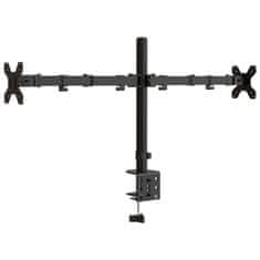 Vidaxl Dvojni nosilec za monitor črno jeklo VESA 75/100 mm