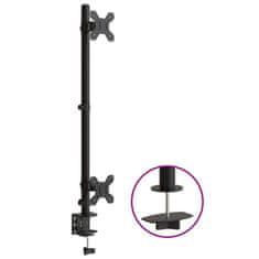 Vidaxl Dvojni nosilec za monitor črno jeklo VESA 75/100 mm