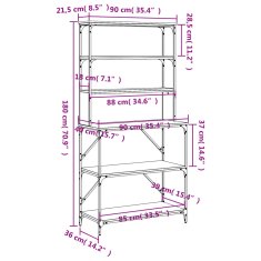 Vidaxl Stojalo za peko 6-nadstropno siva sonoma 90x40x180 cm inž. les