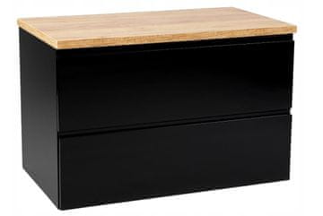 shumee Kopalniška omarica 60x50 cm, črni sijaj, stenska, z pultom Modus