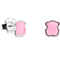 Tous Srebrni uhani medvedki z rožnatim kremenom Icon Color 815433610