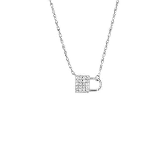 Fossil Izjemna srebrna ogrlica s cirkoni JFS00624040 (verižica, obesek)