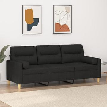 Vidaxl vidaXL Trosed z blazinami, črne barve, 180 cm, blago
