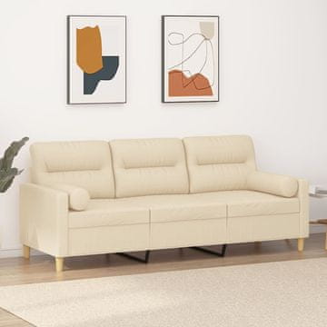 Vidaxl vidaXL Trosed z blazinami, kremne barve, 180 cm, blago