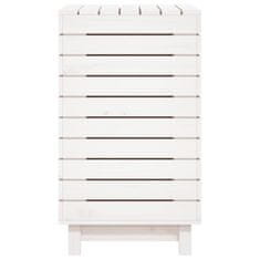 Vidaxl Košara za perilo bela 88,5x44x76 cm trdna borovina