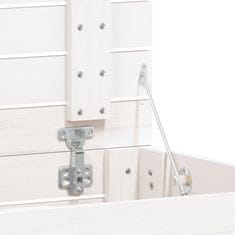Vidaxl Košara za perilo bela 88,5x44x66 cm trdna borovina