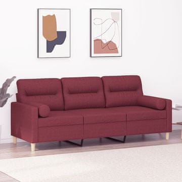 Vidaxl vidaXL Trosed z blazinami, vinsko rdeča, 180 cm, blago