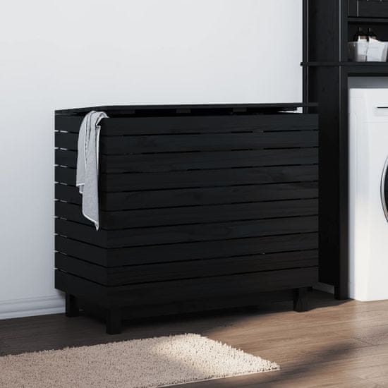 Vidaxl Košara za perilo 88,5x44x76 cm trdna borovina