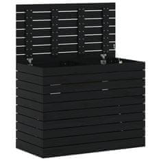 Vidaxl Košara za perilo črna 88,5x44x66 cm trdna borovina