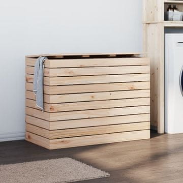 Vidaxl Košara za perilo 88,5x44x66 cm trdna borovina