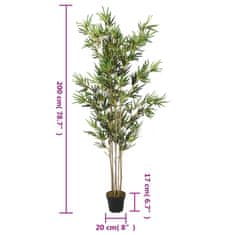 Vidaxl Umetno bambusovo drevo 1380 listov 200 cm zeleno