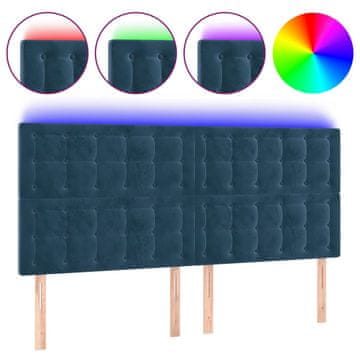 Vidaxl LED posteljno vzglavje temno modro 160x5x118/128 cm žamet