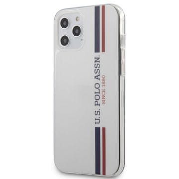 US Polo US Polo Assn Shiny Tricolor Stripes - ovitek za iPhone 12 Pro Max (bel)
