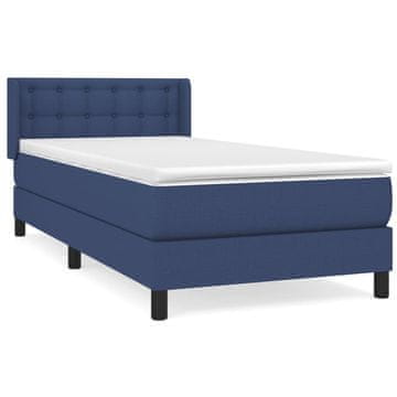 Vidaxl Box spring postelja z vzmetnico modra 90x190 cm blago