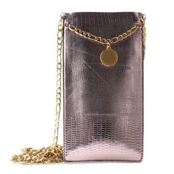Puro Puro glam Chain - Univerzalni ovitek za pametni telefon z dvema režama za kartice in zlato verižico XL (rjav)