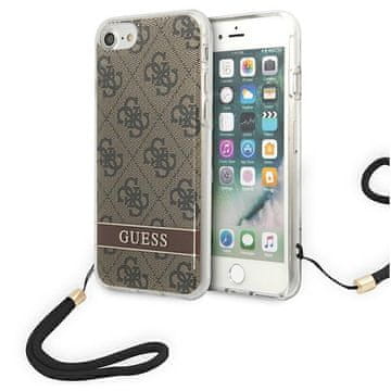 Guess Guess 4G Print Cord - ovitek z vrvico za iPhone SE 2022 /SE 2020 / 8 / 7 (rjav)