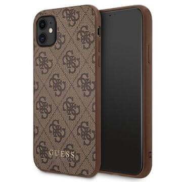 Guess Ovitek za iPhone 11 4G, kovinski logotip, rjav