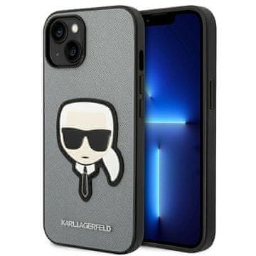 Karl Lagerfeld Ovitek Karl Lagerfeld Saffiano Karl Head Patch – ovitek za iPhone 14 Plus (srebrn)