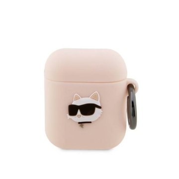shumee Karl Lagerfeld silikonski ovitek NFT Choupette Head 3D - AirPods 1/2 Gen (roza)