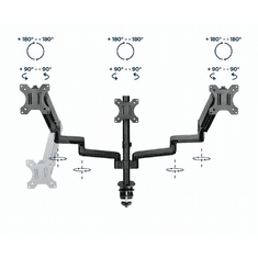 Gembird Nosilec za tri monitorje MA-DA3-01 17”-27”