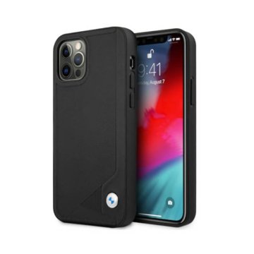 shumee BMW usnjen ovitek z vtisnjenim vzorcem - iPhone 12 / iPhone 12 Pro (črn)