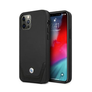 shumee BMW usnjen perforiran ovitek za iPhone 12 / iPhone 12 Pro (črn)