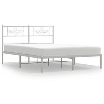 Vidaxl Kovinski posteljni okvir z vzglavjem bel 120x190 cm