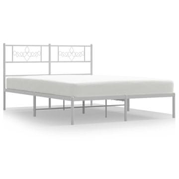 Vidaxl Kovinski posteljni okvir z vzglavjem bel 150x200 cm