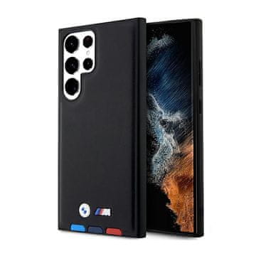 shumee BMW usnjen ovitek Hot Stamp Tricolor za Samsung Galaxy S23 Ultra (črn)