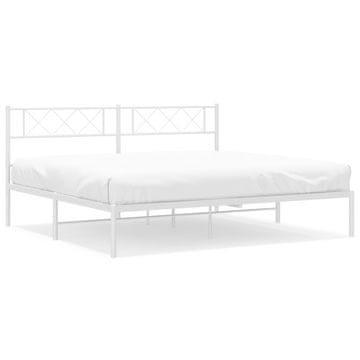 Vidaxl Kovinski posteljni okvir z vzglavjem bel 193x203 cm