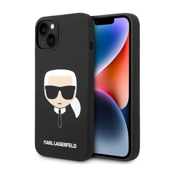 shumee Silikonski ovitek Karl Lagerfeld Ikonik Karl`s Head za iPhone 14 Plus (črn)